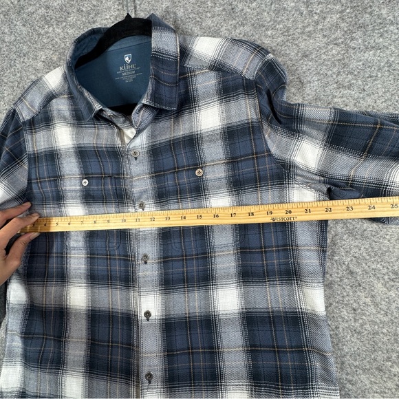KUHL Plaid Flannel Button Down Shirt Blue Gray Men’s M Outdoor Casual - Picture 6 of 16